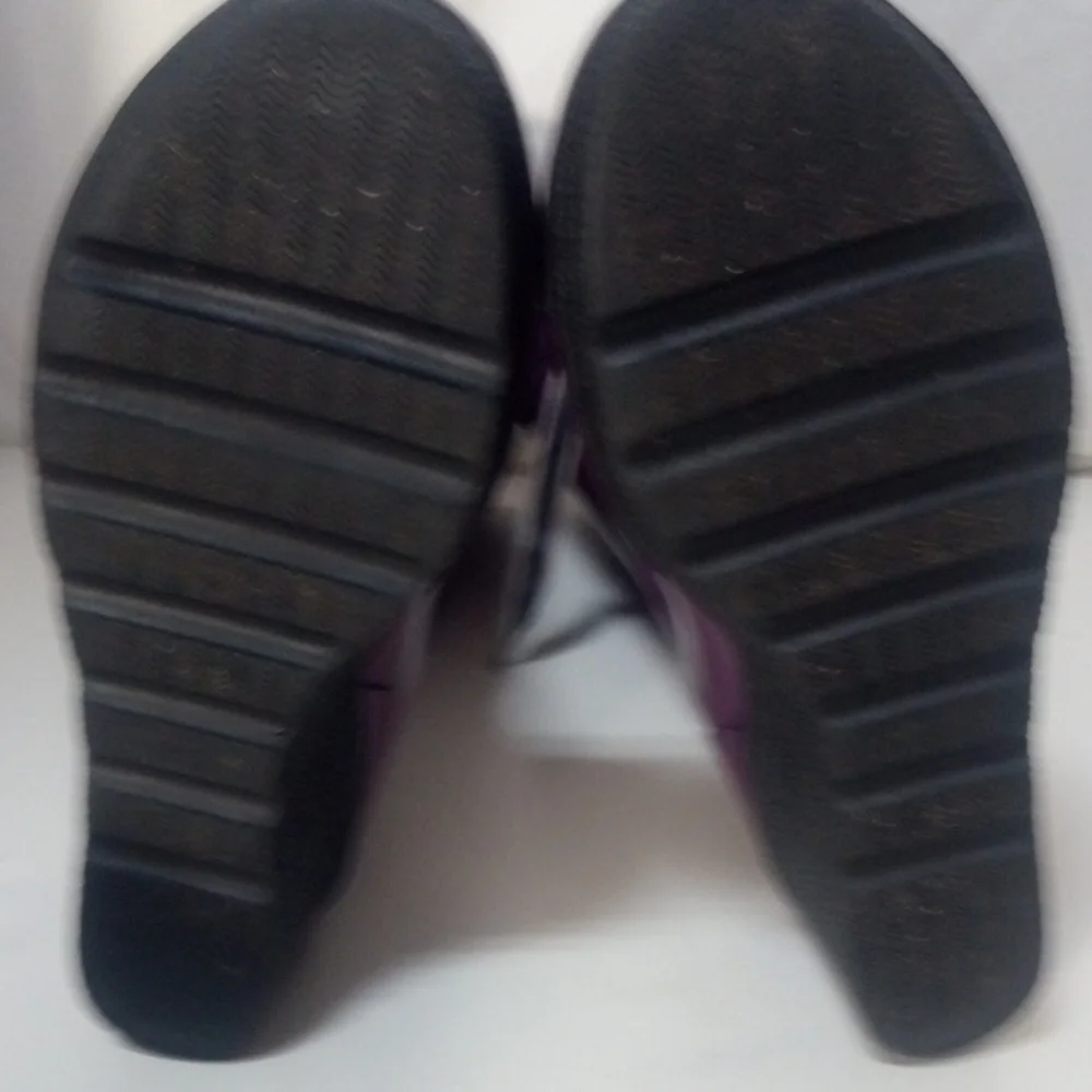 Purple Women's Lace-Up 2” Wedge Heels Rubber Boots, Size 9 - Picture 7 of 10